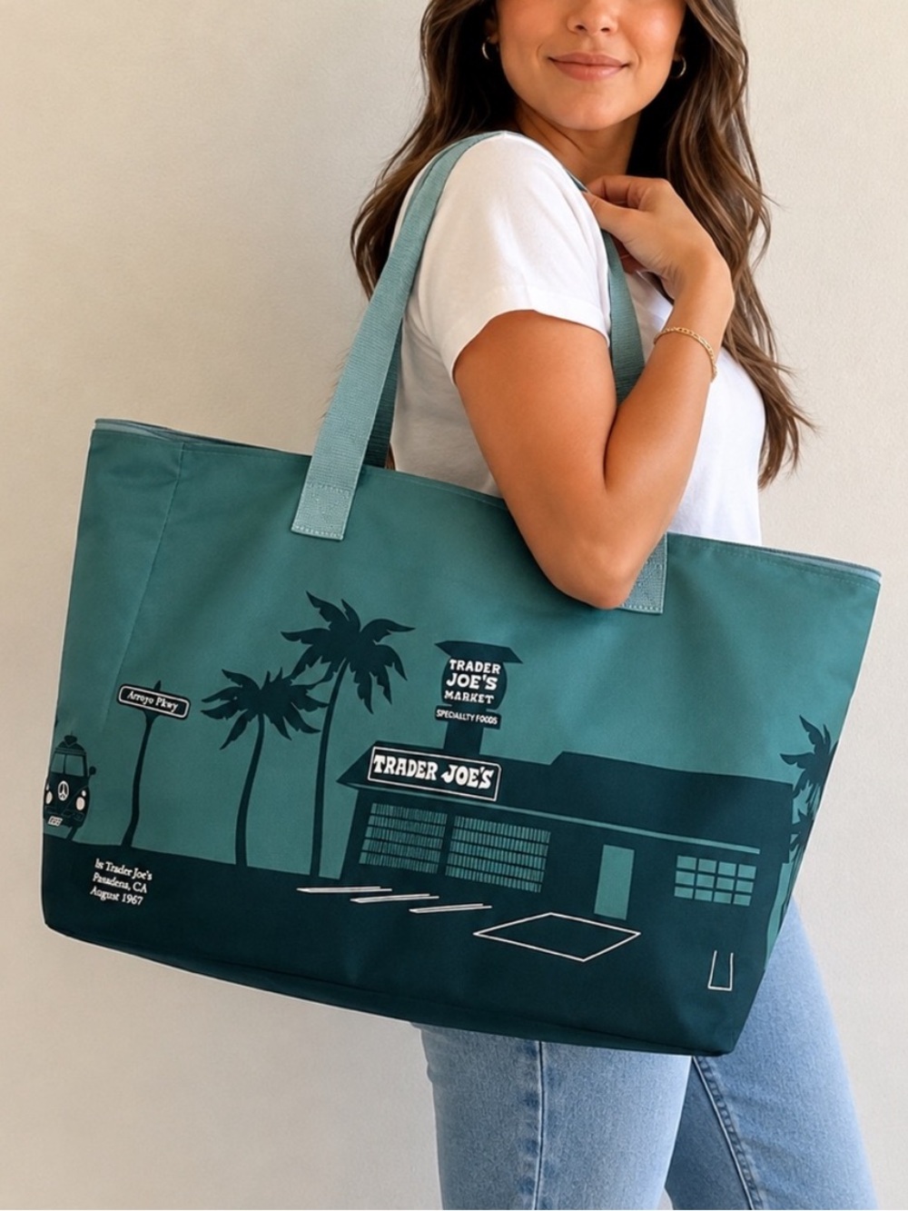 NWT Trader Joe's Large Dusty Blue Insulated Tote Bag, 8 gallon - Picture 6 of 6